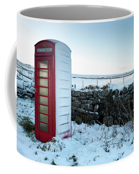 Helen Northcott Coffee Mug featuring the photograph Snowy Telephone Box by Helen Jackson
