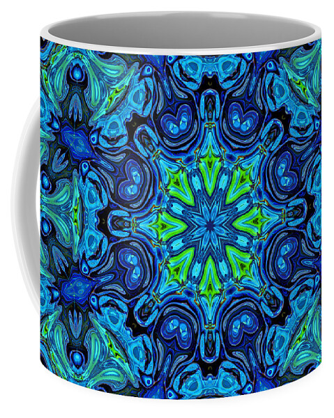 Blue Coffee Mug featuring the digital art So Blue - 04v2 - Mandala by Aimelle Ml