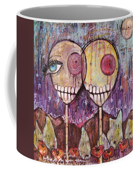 Skulls Coffee Mug featuring the painting So This is the new Year Estrellas and All by Laurie Maves ART