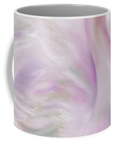 Bird Coffee Mug featuring the painting Soft Pink Flamingo Mirrored by MM Anderson
