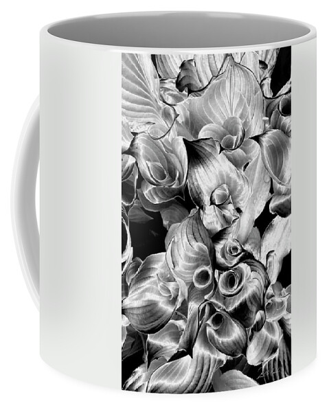 Black & White Coffee Mug featuring the photograph Solarized Hosta by Frederic A Reinecke