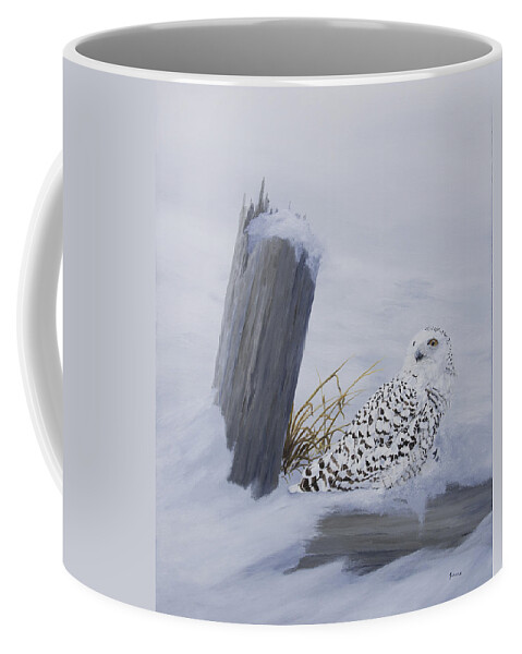 Snowy Owl Coffee Mug featuring the painting Solitude - Snowy Owl by Johanna Lerwick