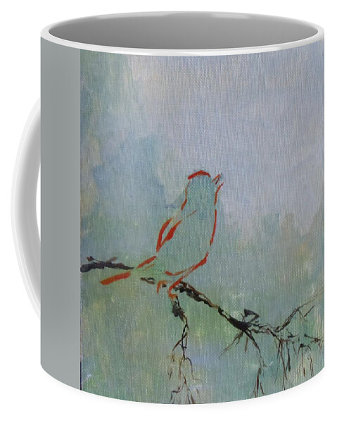 Robin Coffee Mug featuring the painting Solo by Susan Fisher