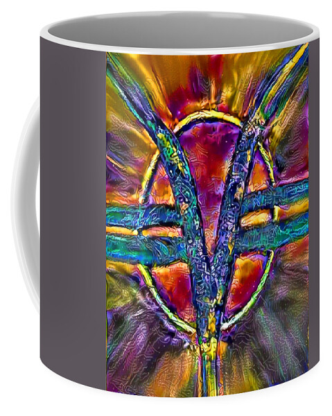 Janice Lohman Coffee Mug featuring the digital art SOM Symbol - Multi E101 by Artistic Mystic