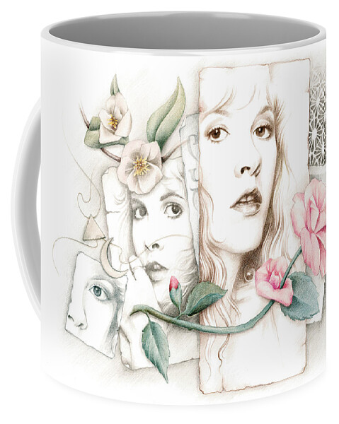Stevie Nicks Coffee Mug featuring the drawing Some Lace and Paper Flowers by Johanna Pieterman