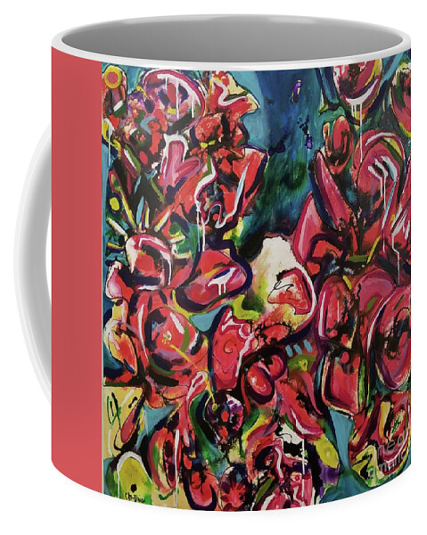 Abstract Coffee Mug featuring the painting Something New 2 by Catherine Gruetzke-Blais
