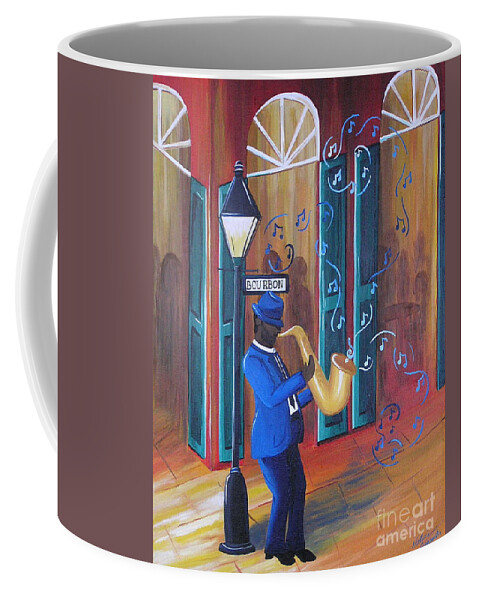 Bourbon Street Coffee Mug featuring the painting Somewhere on Bourbon Street by Valerie Carpenter