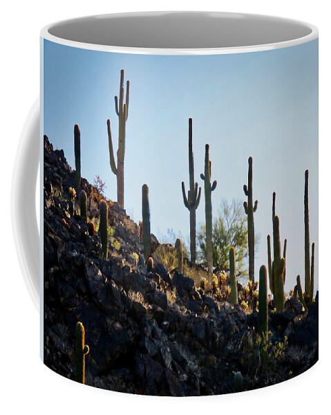 Arizona Coffee Mug featuring the photograph Sonoran Desert Saguaro Slope by Judy Kennedy