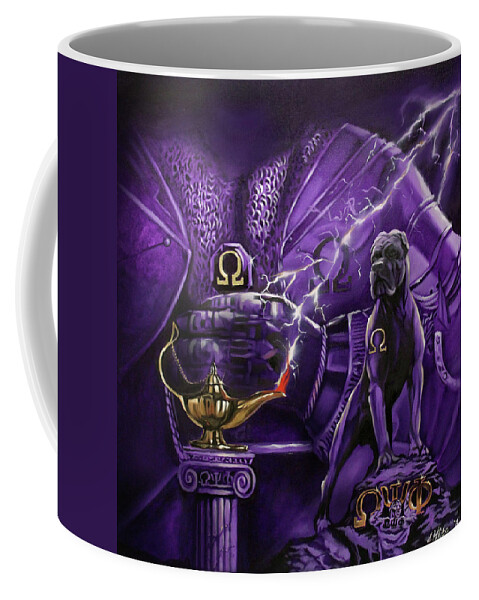 Omega Psi Phi Coffee Mug featuring the painting Sons of Blood and Thunder by Jerome White