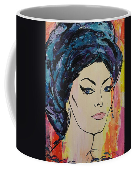 Sophia Loren Coffee Mug featuring the painting Sophia Inspired by Lynne McQueen