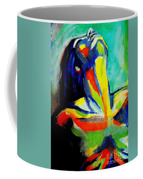 Abstract Portrait Coffee Mug featuring the painting Soulful by Helena Wierzbicki
