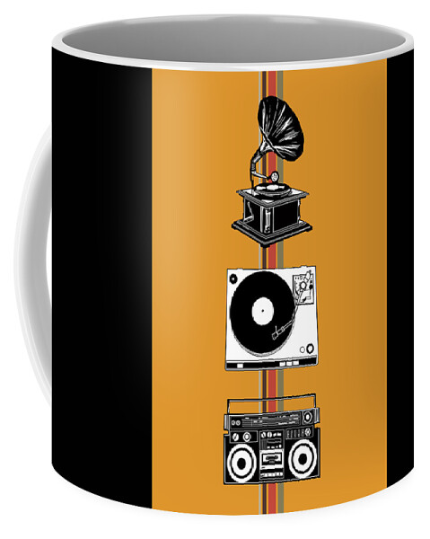 Retro Coffee Mug featuring the digital art Sound Evolution 4 by Bekim M