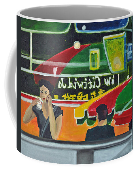  City Scenes Coffee Mug featuring the painting Soup for One by Patricia Arroyo