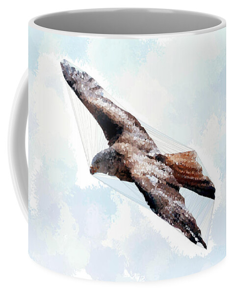 Bird Coffee Mug featuring the painting Souring through the Sky Geometrically by Bruce Nutting