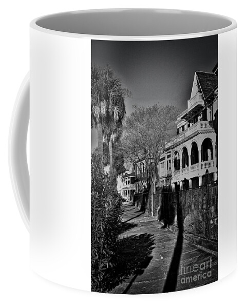 Scenic Coffee Mug featuring the photograph South Battery Street Bnw by Skip Willits