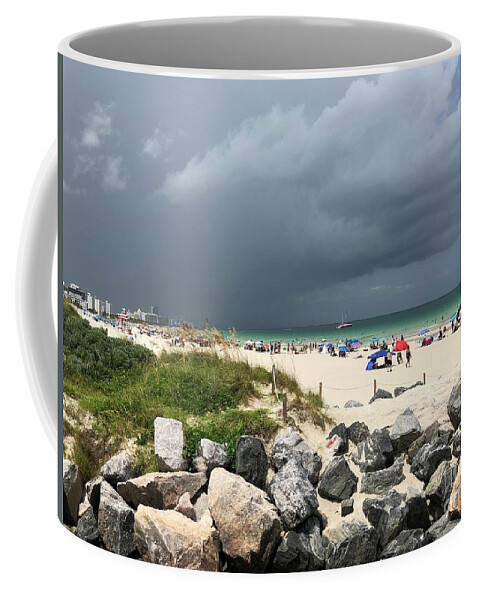 South Beach Coffee Mug featuring the photograph South Beach Rain by Deborah Ferree