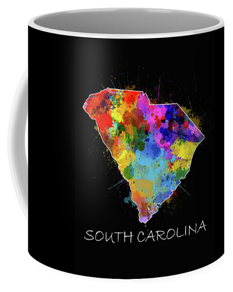 South Carolina Coffee Mug featuring the digital art South Carolina Map Color Splatter 2 by Bekim M