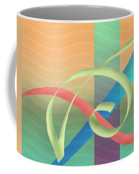 Contemporary Abstract Design Fluid Flowing Tropical Colors Gordon Beck Art Coffee Mug featuring the painting South Wind by Gordon Beck
