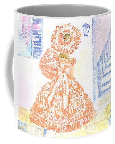 Southern Belle Coffee Mug featuring the painting Southern Belle in Peach Dress by Jerry Fair
