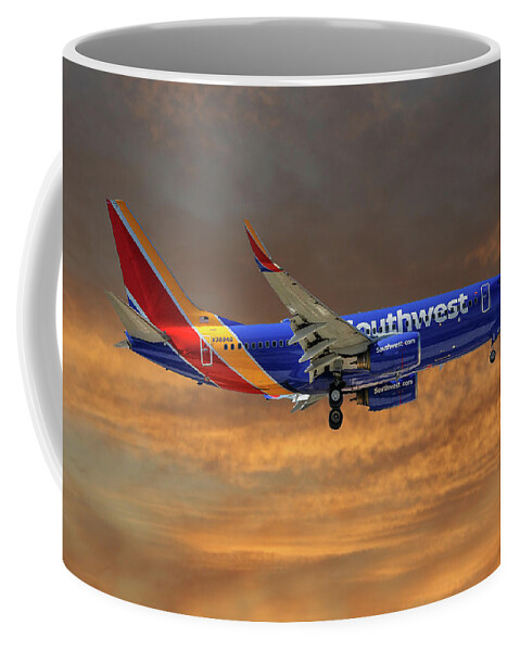 Southwest Coffee Mug featuring the photograph Southwest Airlines Boeing 737-76N 3 by Smart Aviation
