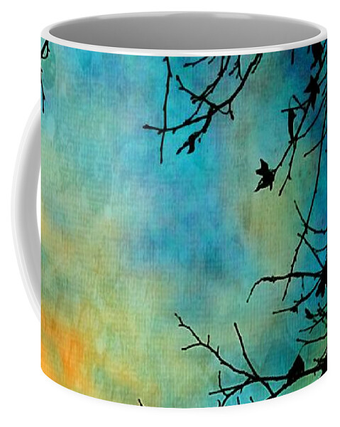 Winter Sunset Coffee Mug featuring the painting Southwest Winter Sunset Silhouette by Barbara Chichester