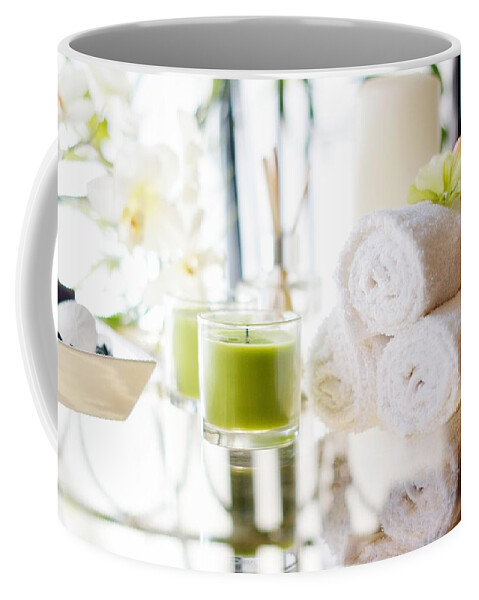 Spa Coffee Mug featuring the photograph Spa Setting by Serena King