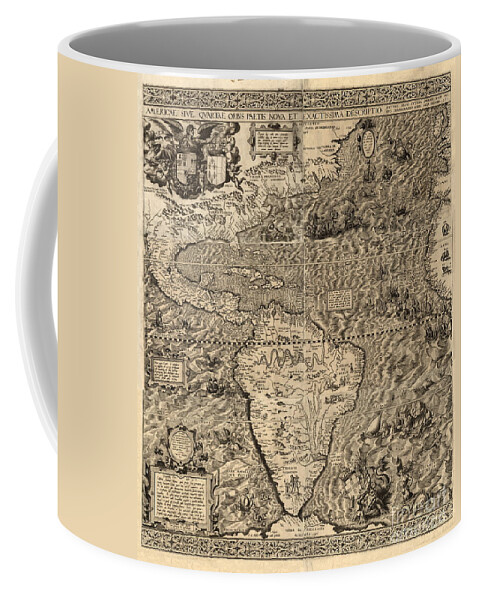 1500s Coffee Mug featuring the photograph Spanish America, 16th Century Map by Science Source