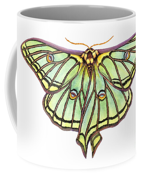 Spanish Moon Moth Coffee Mug featuring the painting Spanish Moon Moth by Lucy Arnold