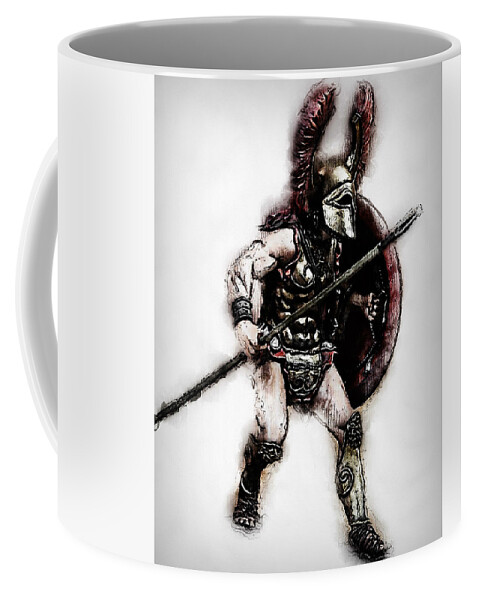Spartan Warrior Coffee Mug featuring the painting Spartan Hoplite - 24 by AM FineArtPrints