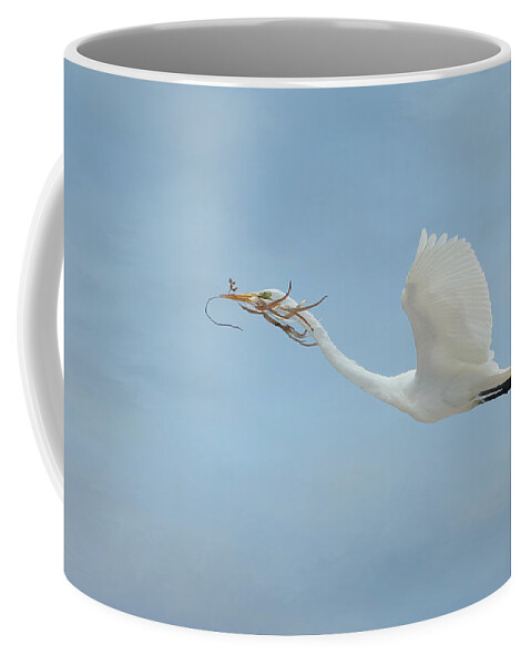 Great Egret Coffee Mug featuring the photograph Special Delivery 2 by Fraida Gutovich