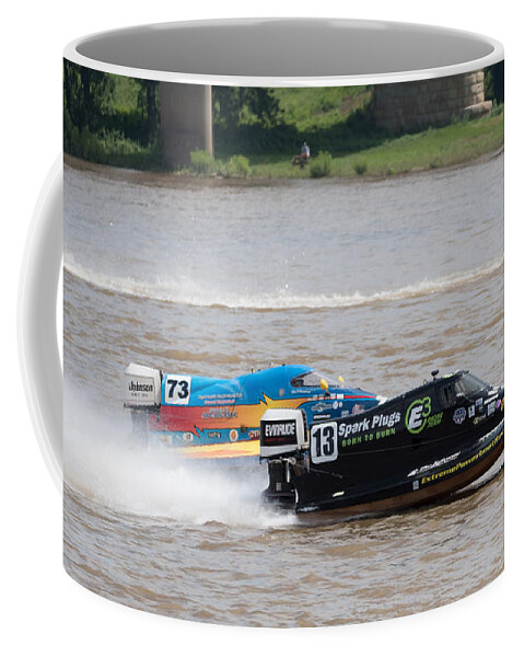 Speed Boat Coffee Mug featuring the photograph Speed Boats On The Ohio by Holden The Moment