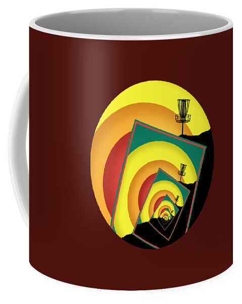 Disc Golf Coffee Mug featuring the digital art Spinning Disc Golf Baskets 3 by Phil Perkins