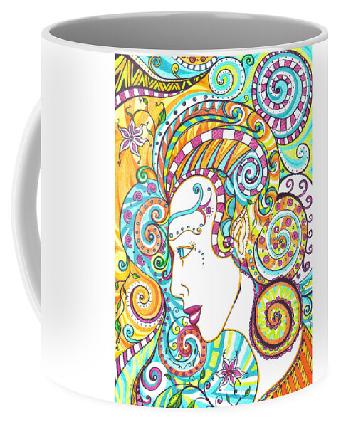 Pen And Ink Coffee Mug featuring the drawing Spiraled Out of Control by Shawna Rowe
