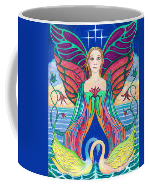 Spiritual Coffee Mug featuring the drawing Spirit Guide Aileen by Debra Hitchcock