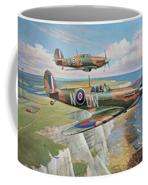 Spitfire Coffee Mug featuring the painting Spitfire and Hurricane 1940 by Mike Jeffries