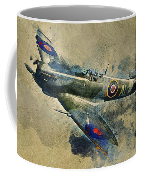 Spitfire Coffee Mug featuring the mixed media Spitfire by Ian Mitchell