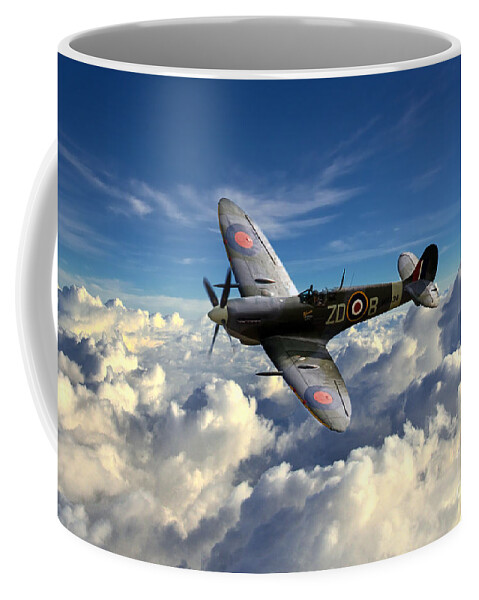 Supermarine Coffee Mug featuring the digital art Spitfire MH434 by Airpower Art