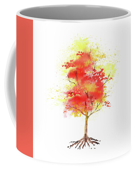 Autumn Coffee Mug featuring the painting Splash Of Autumn Watercolor Tree by Irina Sztukowski