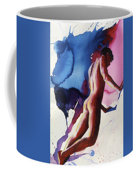 Male Figure Coffee Mug featuring the painting Splash of Blue by Rene Capone