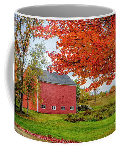 Red Coffee Mug featuring the photograph Splendid Red Barn in the Fall by Alana Ranney