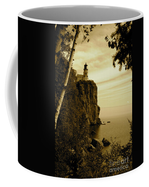 Lighthouse Coffee Mug featuring the photograph Split Rock by Becqi Sherman