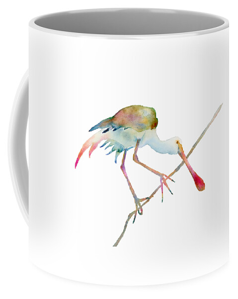 Watercolor Coffee Mug featuring the painting Spoonbill by Amy Kirkpatrick