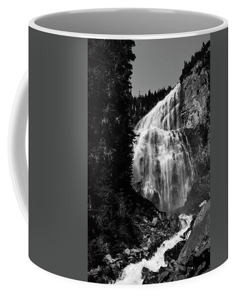 Majestic Coffee Mug featuring the photograph Spray Falls Black and White by Pelo Blanco Photo
