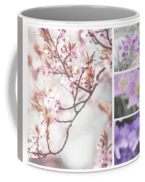 Jenny Rainbow Fine Art Photography Coffee Mug featuring the photograph Spring Bloom Collage 1. Shabby Chic Collection by Jenny Rainbow