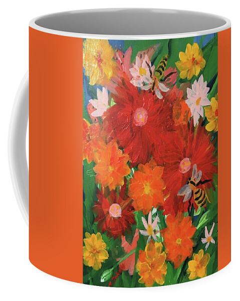 Bees Coffee Mug featuring the painting Bumble Bees by Christina Schott