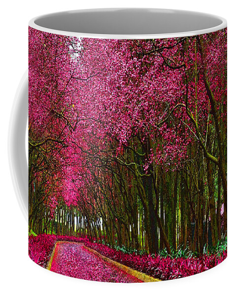 Cherry Coffee Mug featuring the painting Spring Cherry Blossoms by Saundra Myles