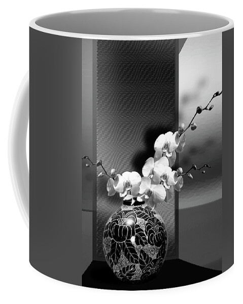 Digital Art Coffee Mug featuring the painting Spring creation in black and white by Regina Femrite