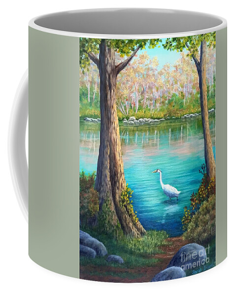 Landscape Coffee Mug featuring the painting Spring Fishing by Sarah Irland