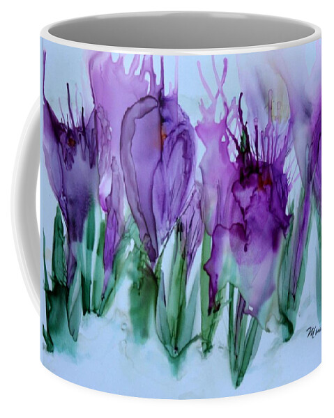Crocus Coffee Mug featuring the painting Spring Has Sprung by Marcia Breznay