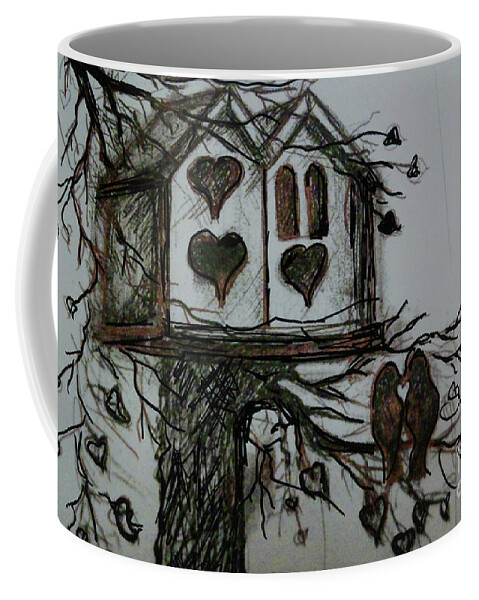  Coffee Mug featuring the painting Spring Love Birds by Pati Pelz